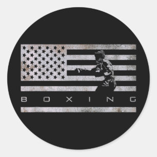 Sticker Rond Vêtements de boxe Drapeau Américain - Boxe 1 