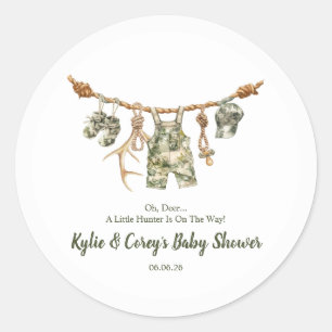 Sticker Rond Vêtements de chasse Camouflage Garçon Baby Shower