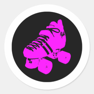 Sticker Rond Vêtements de conception de patinage rose et noir c