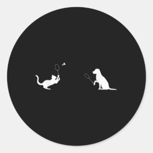Sticker Rond Vêtements de design de chat de badminton drôle et