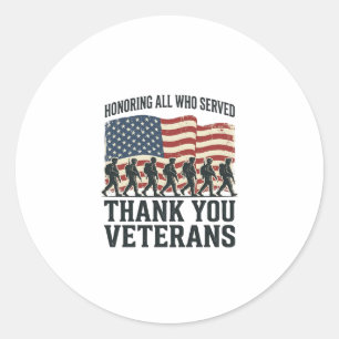Sticker Rond Vêtements de drapeau militaire patriotique Merci a