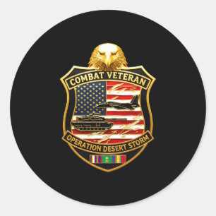 Sticker Rond Vétéran de l'opération désert combat homme guerre