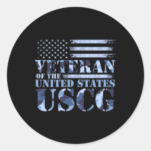 Sticker Rond Vétéran Des États-Unis Uscg Camo America Fla