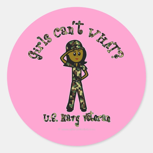 Sticker Rond Vétérinaire de la marine féminine foncée (Devant)