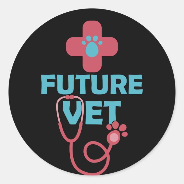 Sticker Rond Vétérinaire Vet Cute (Devant)