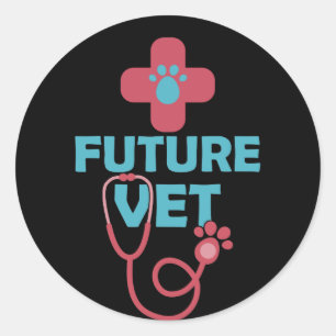 Sticker Rond Vétérinaire Vet Cute