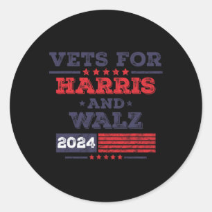 Sticker Rond Vets Pour Kamala Harris Tim Wheimer 2024 Veterans