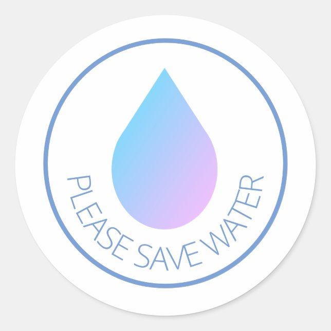 Sticker Rond Veuillez économiser l'eau (Devant)
