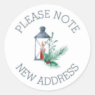 Sticker Rond Veuillez Noter Une Nouvelle Adresse Lanterne Lit D