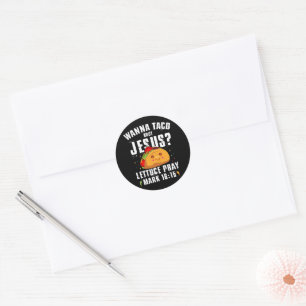Sticker Rond Veux Taco Sur Jésus Cinco de Mayo Chrétien 