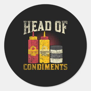 Sticker Rond Viande fumée Steak Mustard Ketchup Bbq Sauce Drôle