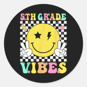 Sticker Rond Vibes 5e année Enseignant Enfants Équipe de cinqui