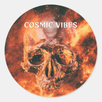 Vibes Cosmiques. Crâne flamboyant dans l'espace