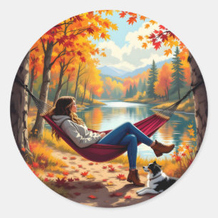 Sticker Rond Vibes d'automne et Bénédictions d'automne
