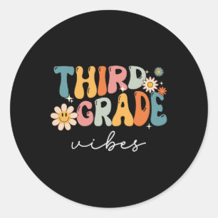 Sticker Rond Vibes de 3e année pour filles garçons 3e année pou
