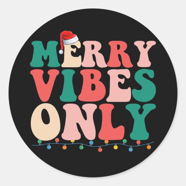 Sticker Rond Vibes de Noël uniquement Famille de Noël (Devant)