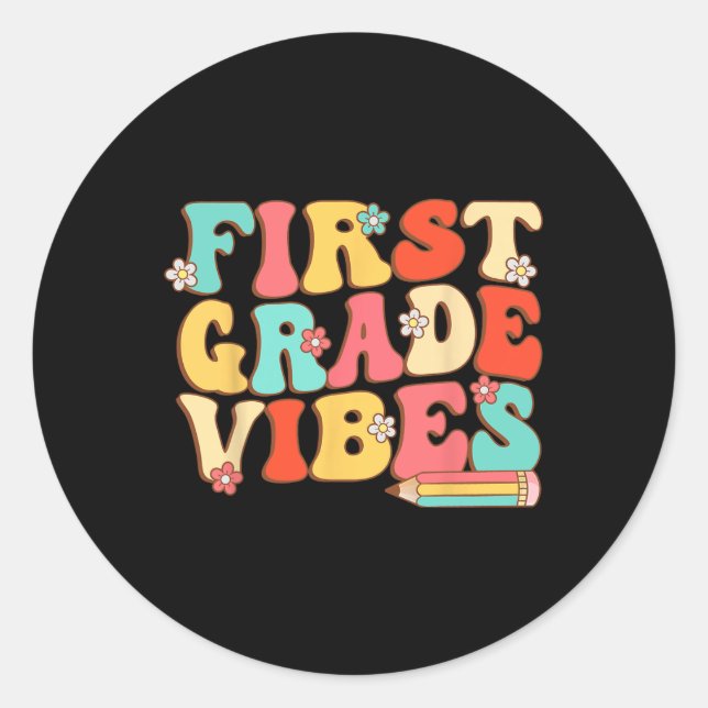 Sticker Rond Vibes de première année Retro Super - 1ère année R (Devant)