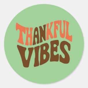 Sticker Rond Vibes de remerciement Thanksgiving Vintage Merci