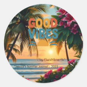 Sticker Rond Vibes d'été Carnet tropical