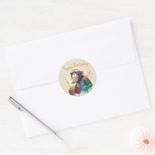 Sticker Rond Vibes d'été Singe - Anniversaire