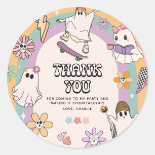 Sticker Rond Vibes éffrayantes Retro Amusement Halloween
