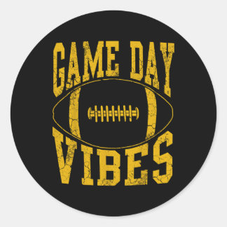Sticker Rond Vibes Jour Jaune Football Jaune Vintage déprimé