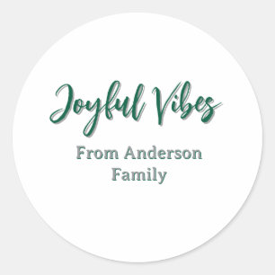Sticker Rond Vibes joyeux Noël vert nom de famille