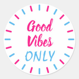 Sticker Rond Vibes rose et bleu uniquement motivantes