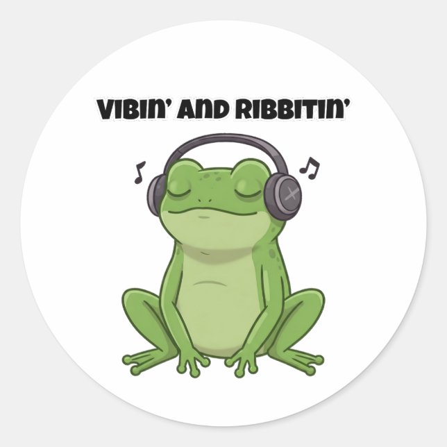 Sticker Rond Vibin’ et Ribbitin’ (Devant)