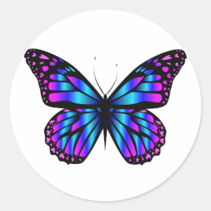 Sticker Rond vibrant color butterfly 