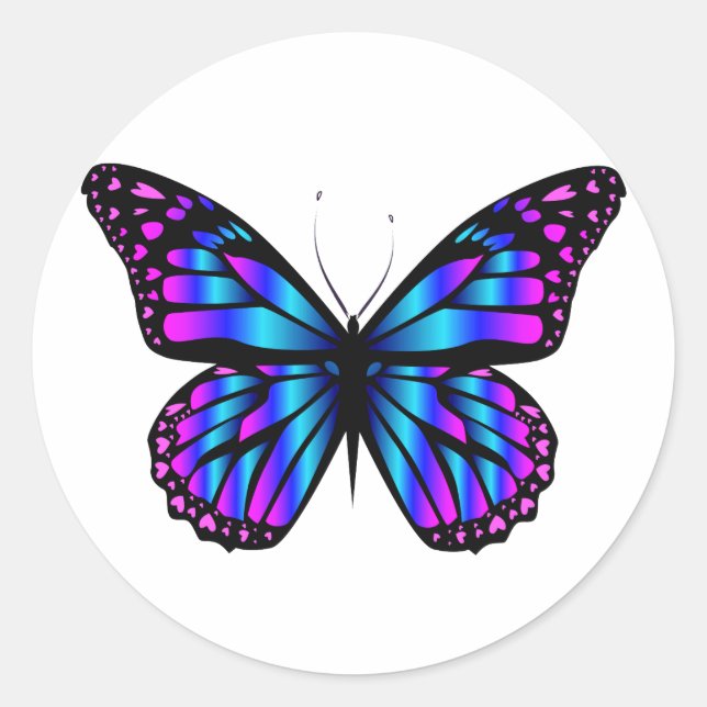 Sticker Rond vibrant color butterfly  (Devant)