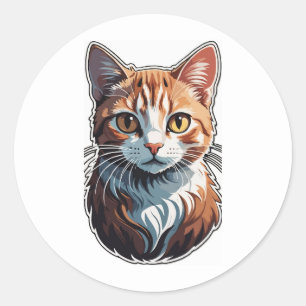 Sticker Rond Vibrant Feline Majesty - Chat exquis