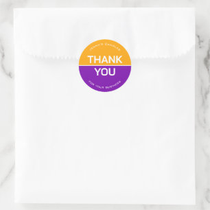 Sticker Rond Vibrant jaune violet Nom de l'entreprise Merci