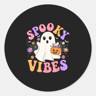 Sticker Rond Vibrations effrayantes de fantôme mignon citrouill