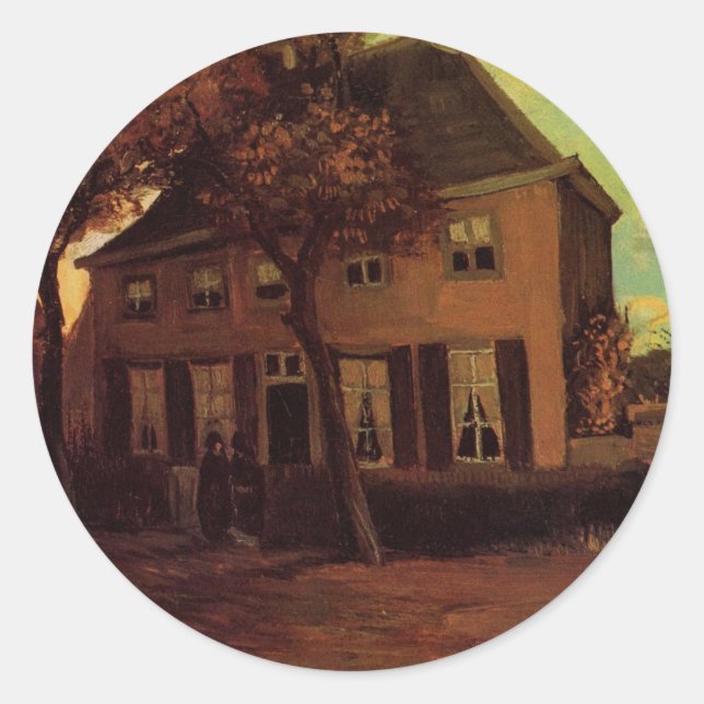 Sticker Rond Vicarage à Nuenen par Vincent van Gogh (Devant)