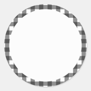Sticker Rond Vichy noir et blanc En vichy Motif