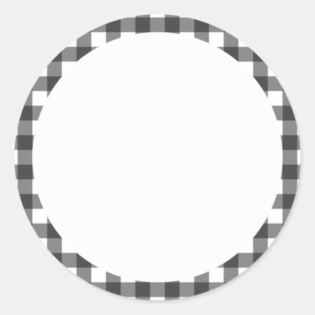 Sticker Rond Vichy noir et blanc En vichy Motif (Devant)