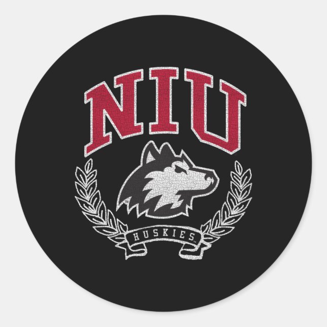 Sticker Rond Victoire du nord de l'Illinois Huskies (Devant)