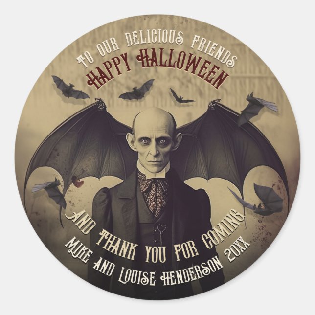 Sticker Rond Victorian Vampire Dracula Gothic Party (Devant)
