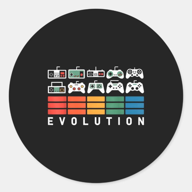 Sticker Rond Video Game Controller Evolution 80s 90s Retro Gami (Devant)