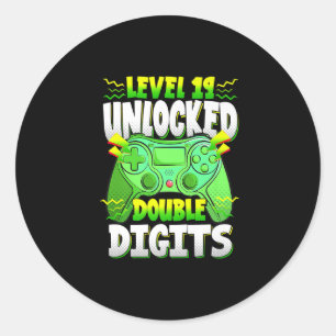 Sticker Rond Video Gamer Cadeau 19e anniversaire garçon Double 