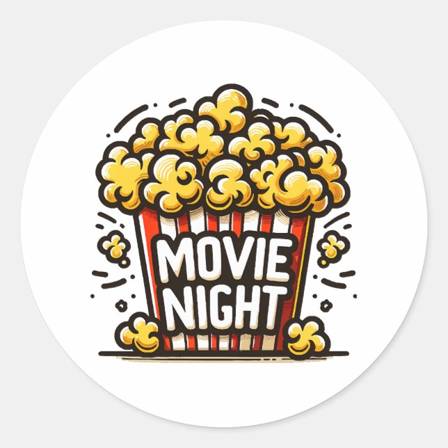 Sticker Rond Vidéo Night Delight Jouer Popcorn (Devant)