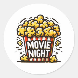 Sticker Rond Vidéo Night Delight Jouer Popcorn
