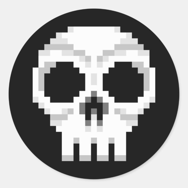 Sticker Rond Videogame - Crâne de mort - Pixel Art (Devant)