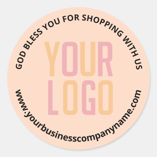 Sticker Rond Videz votre Merci d'URL d'entreprise Logo (Devant)
