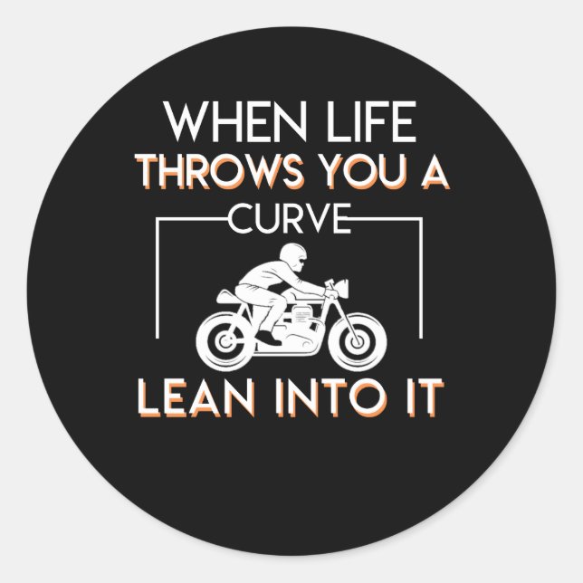 Sticker Rond Vie De La Motocyclette Jette Courbe Lean Dans (Devant)