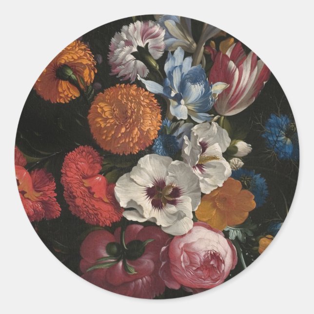 Sticker Rond Vie morte avec Bouquet de fleurs | Johan Johnsen (Devant)