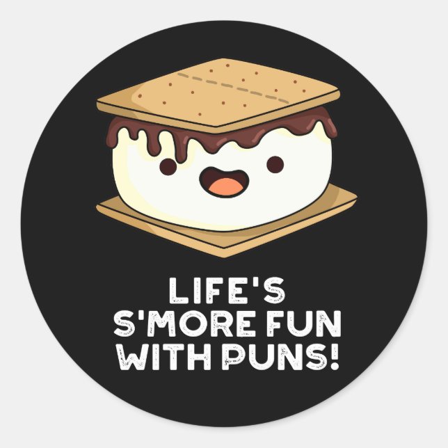 Sticker Rond Vie Plus Amusante Avec Puns Drôle Alimentation Pun (Devant)
