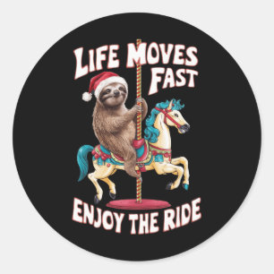 Sticker Rond Vie Se Déplace Fente Sur Le Cheval De Carrousel - 