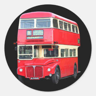 Sticker Rond Vieil autobus rouge de Londres du vers 1950